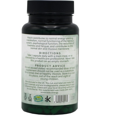 Vitamin B3 Niacin 100mg - 120 Vegan Capsules