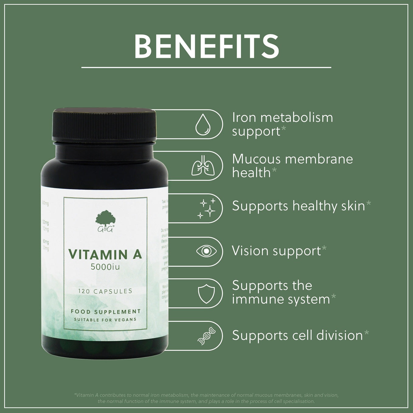 Vitamin A (retinol) 5000iu - 120 Vegan Capsules