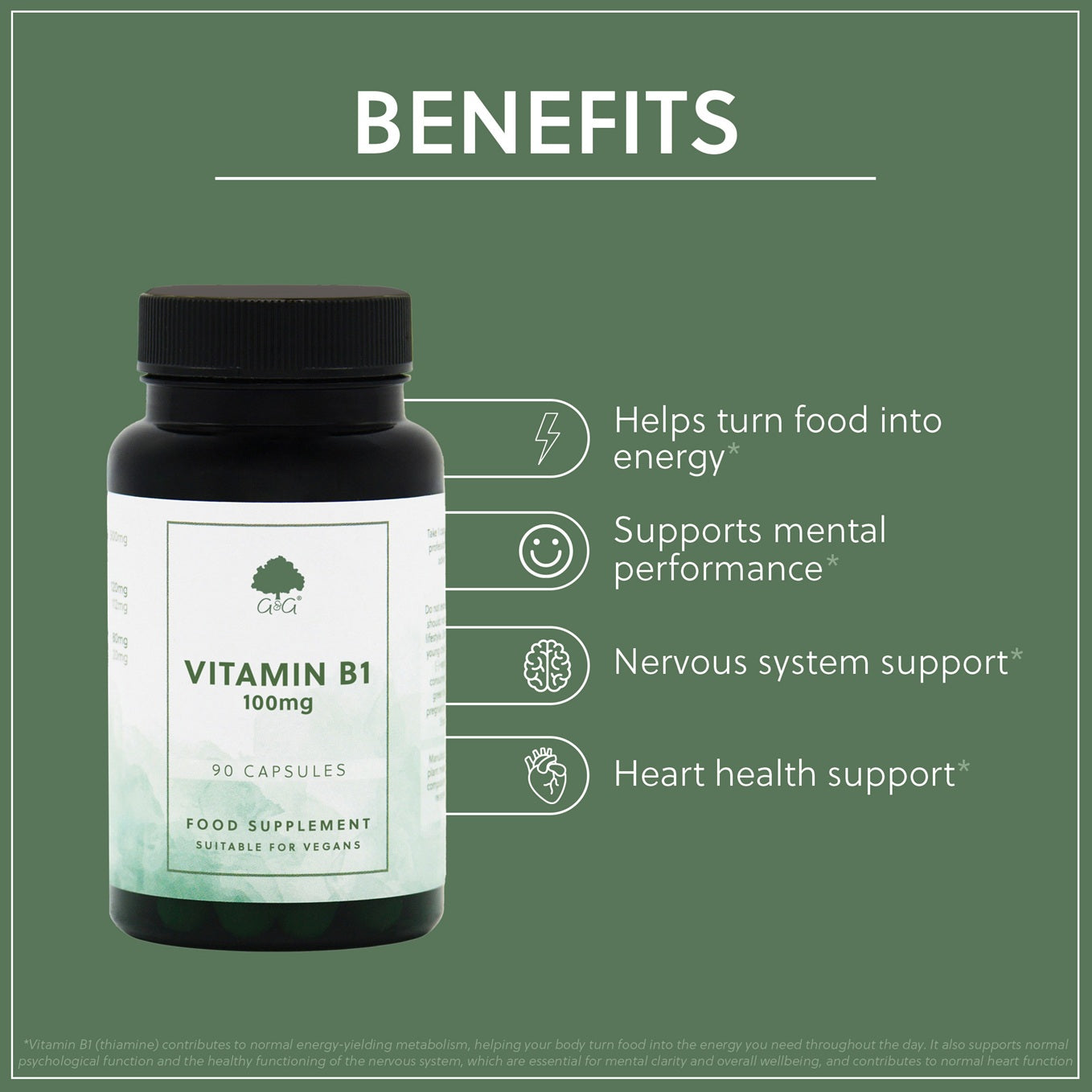 Vitamin B1 Thiamine HCl 100mg - 90 Vegan Capsules