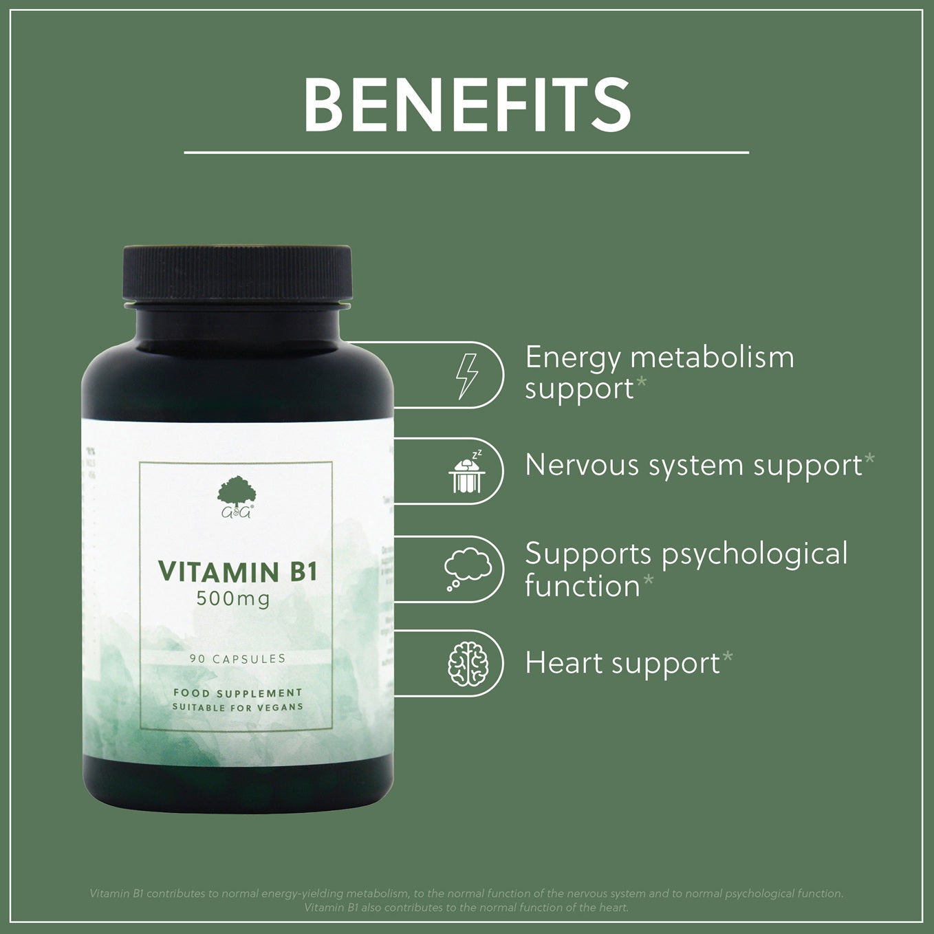 Vitamin B1 Thiamine HCl 500mg - 90 Vegan Capsules