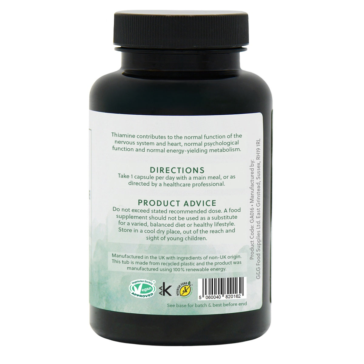 Vitamin B1 Thiamine HCl 500mg - 90 Vegan Capsules