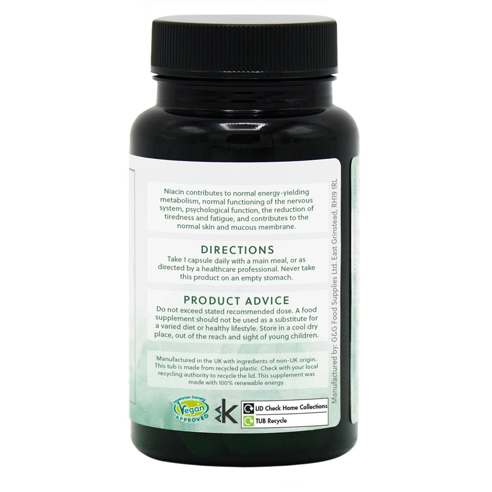 Vitamin B3 Niacin 100mg - 120 Vegan Capsules