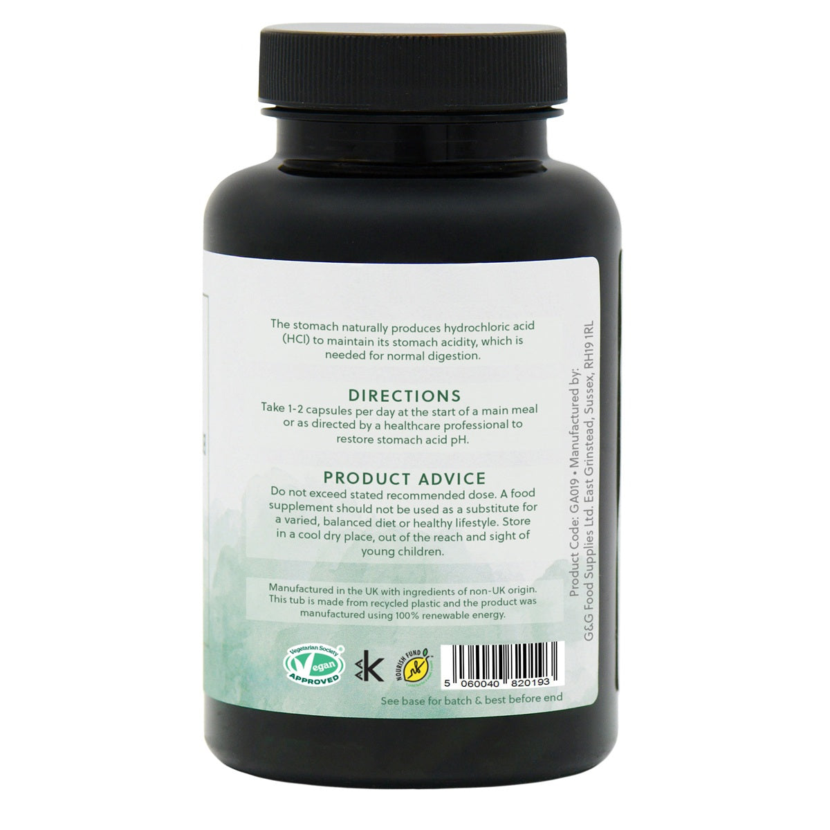 Betaine HCl - 120 Vegan Capsules