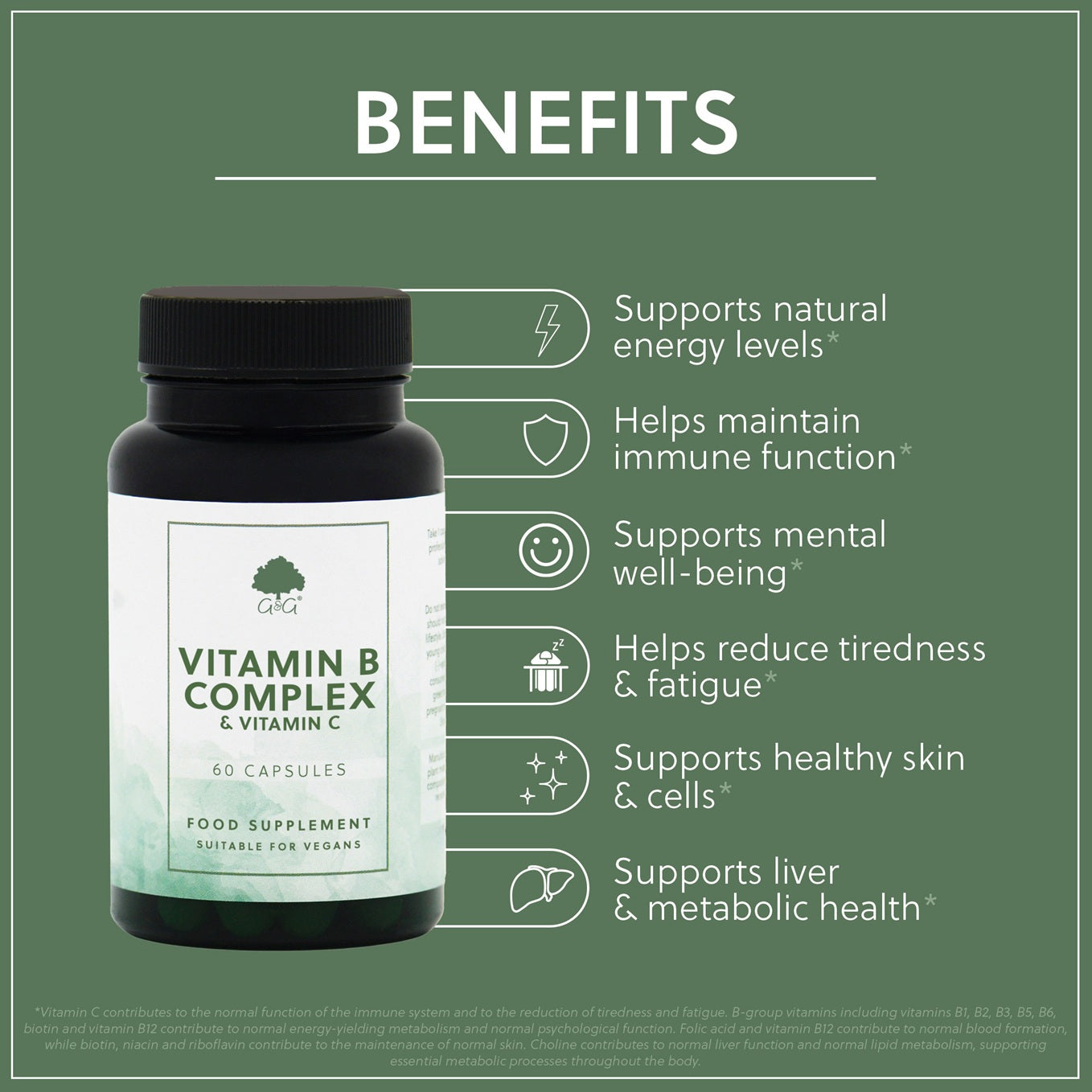 Vitamin B Complex & Vitamin C - 60 Vegan Capsules