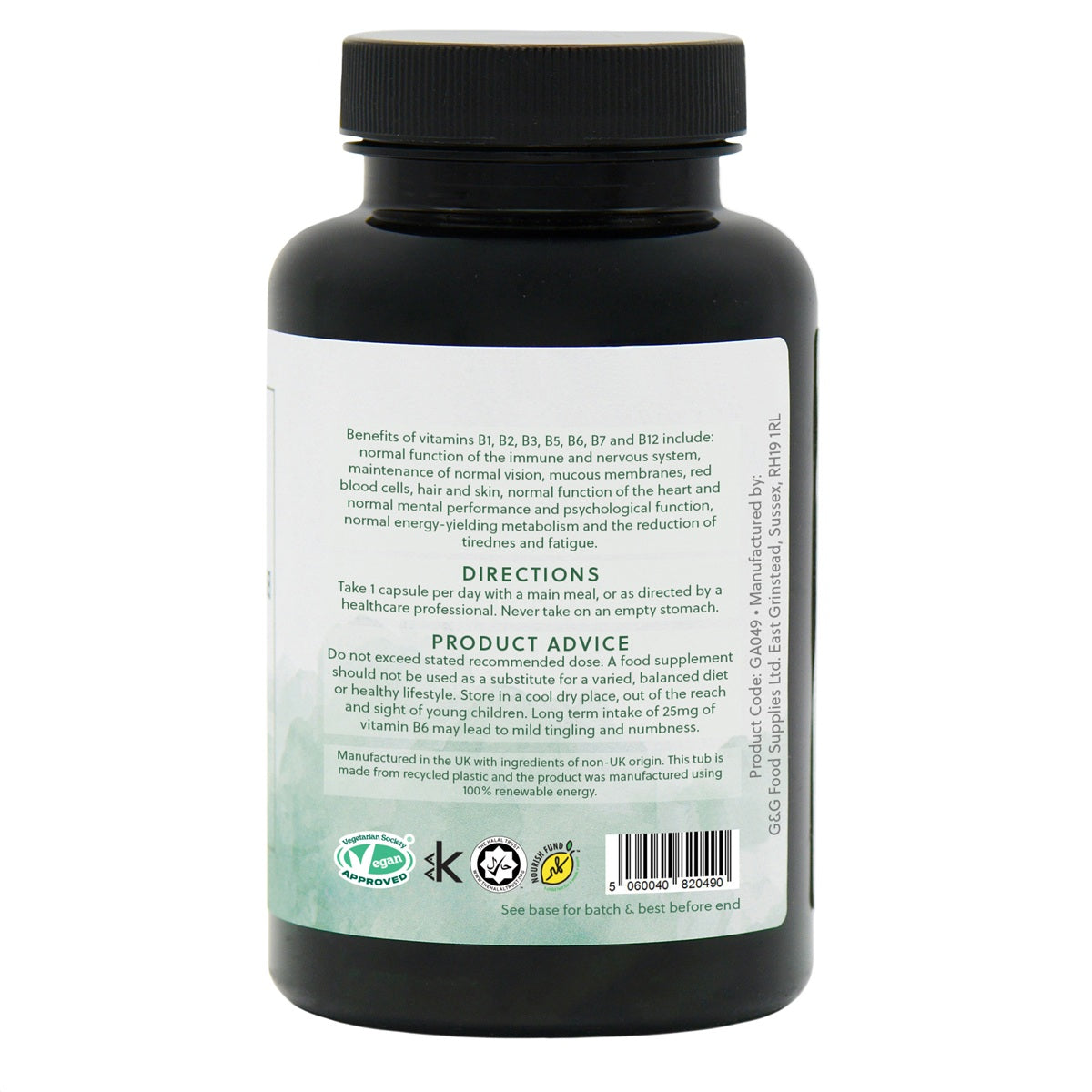 Vitamin B Complex with Nicotinamide - 120 Vegan Capsules