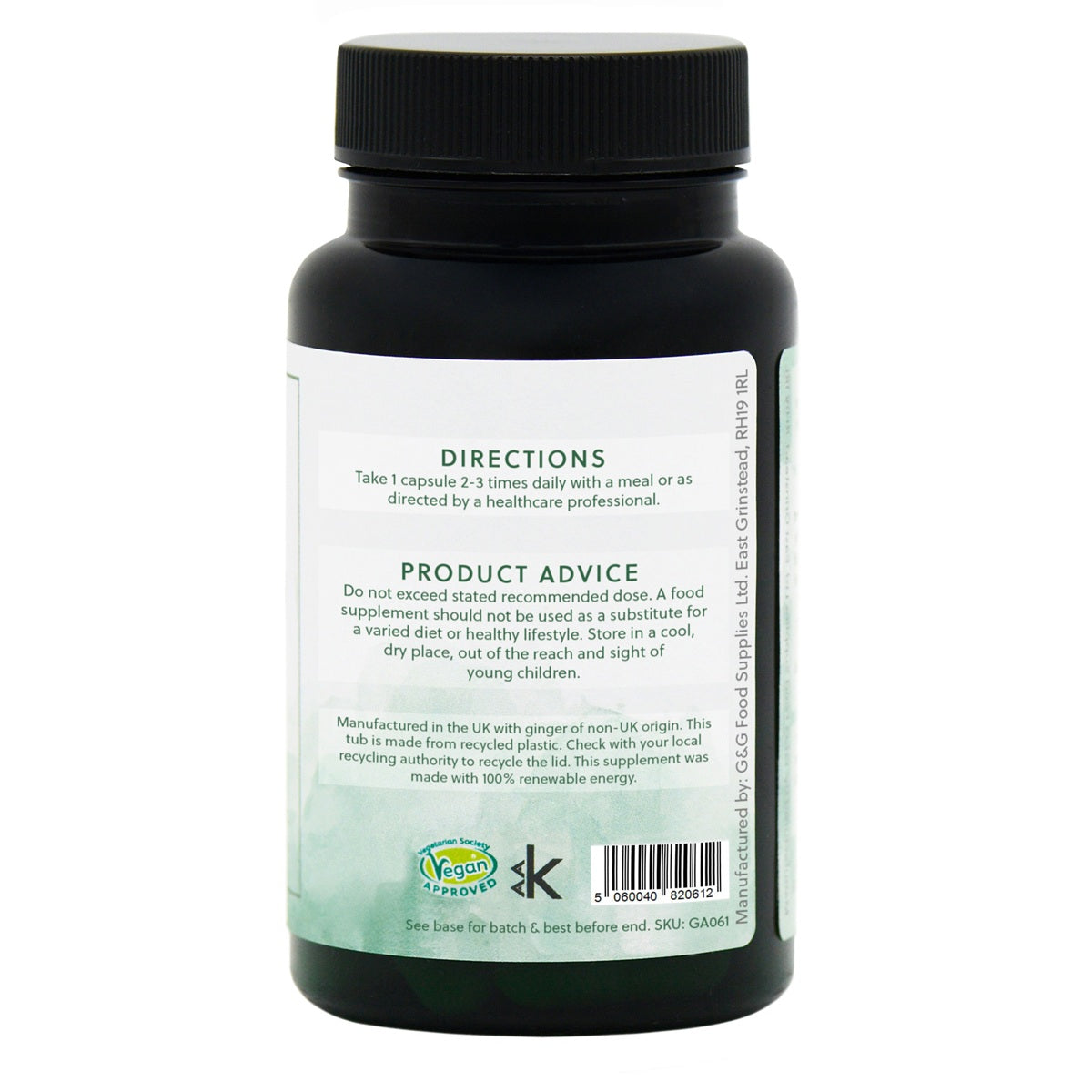 Organic Ginger Root - 60 Vegan Capsules