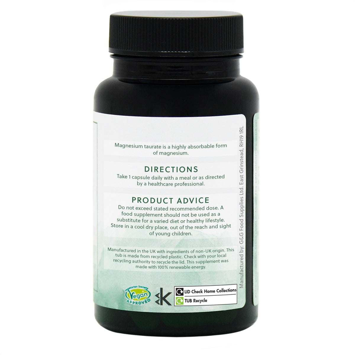 Magnesium Taurate 50mg - 60 Vegan Capsules