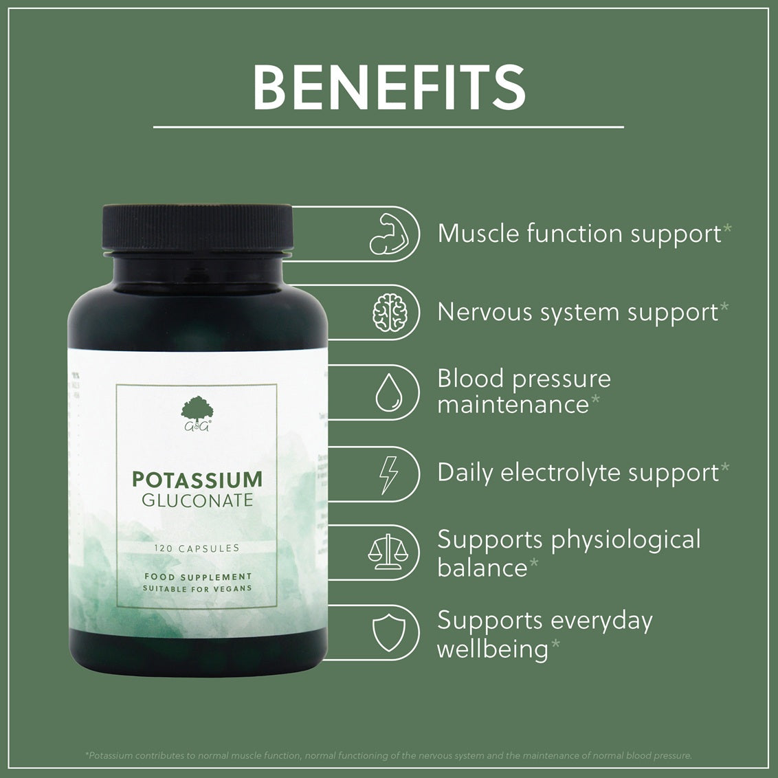 Potassium Gluconate  - 120 Vegan Capsules