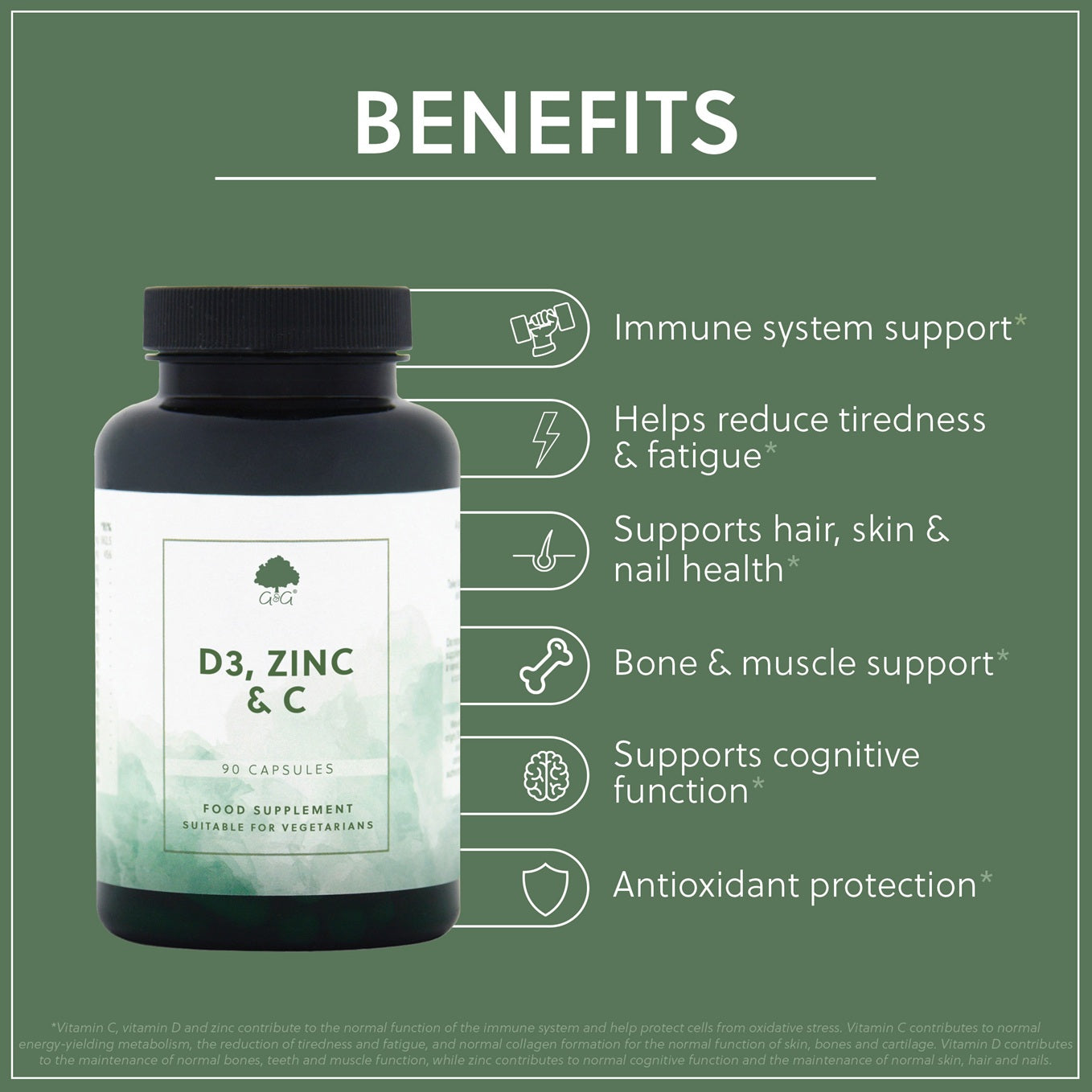 D3, Zinc & C - 90 Capsules