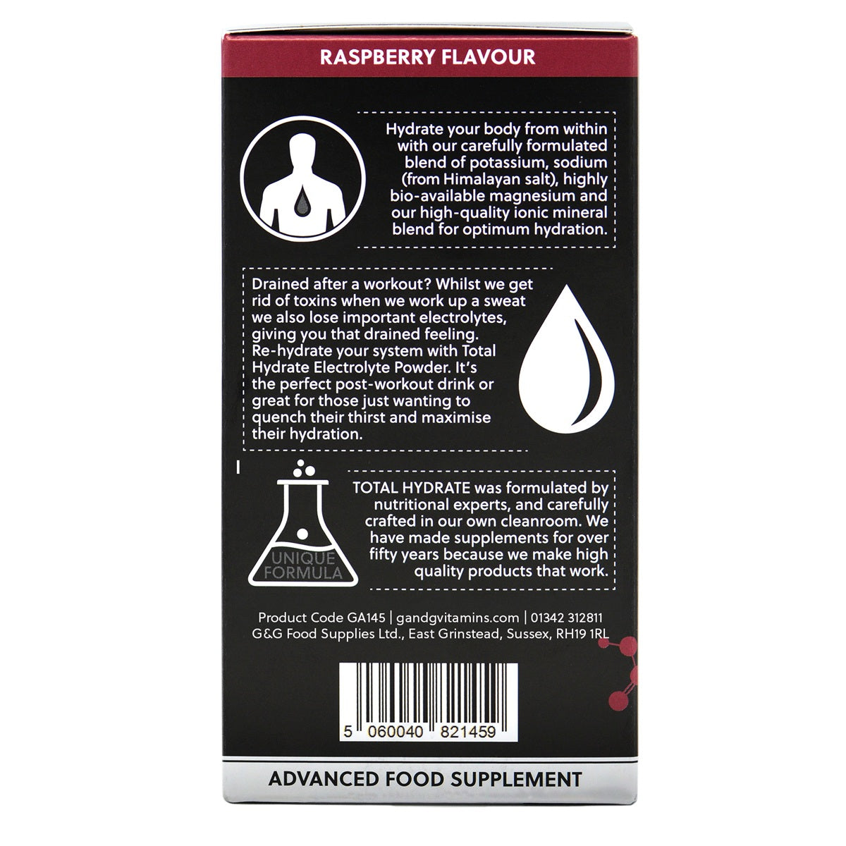 Total Hydrate Raspberry - Electrolyte Drink Mix - 150g Powder