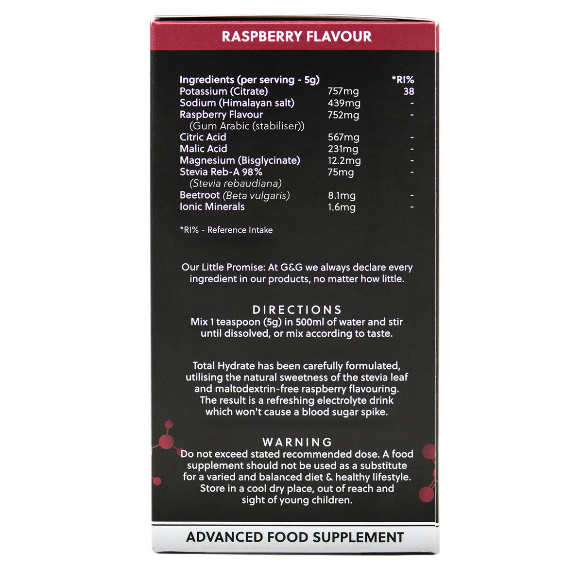 Total Hydrate Raspberry - Electrolyte Drink Mix - 150g Powder