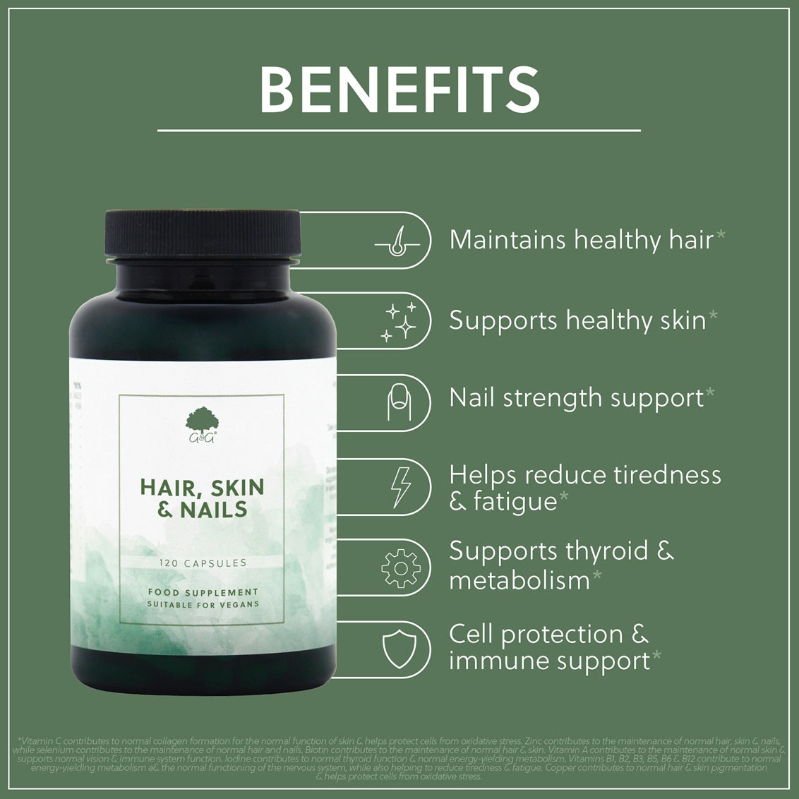 Hair, Skin & Nails - 120 Vegan Capsules