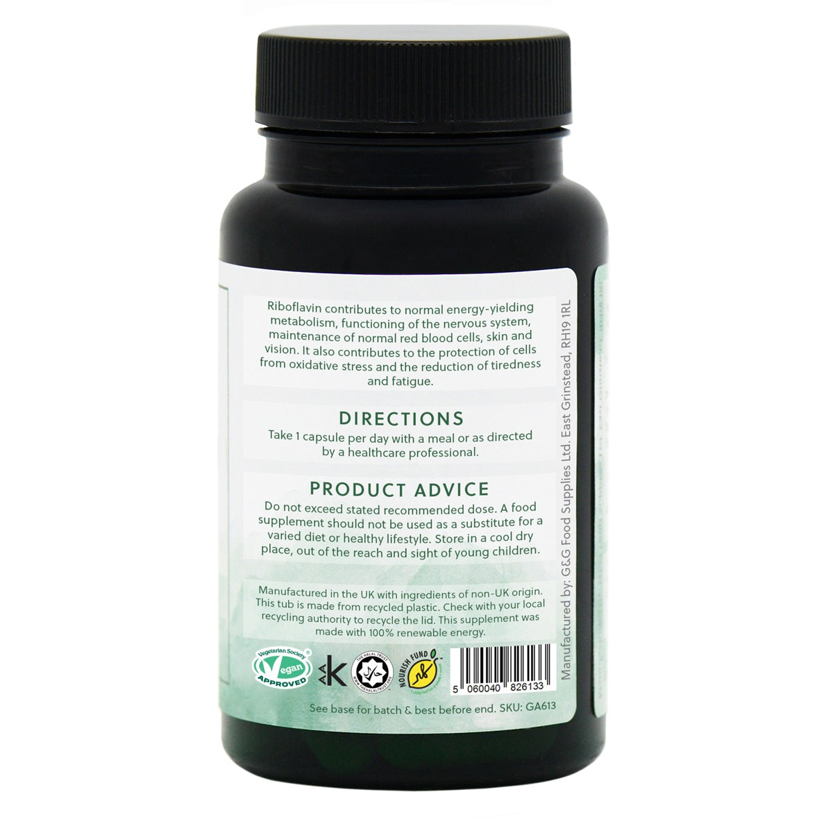 Vitamin B2 Riboflavin 50mg - 120 Vegan Capsules
