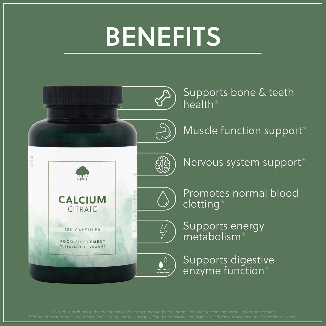 Calcium Citrate 200mg - 120 Vegan Capsules