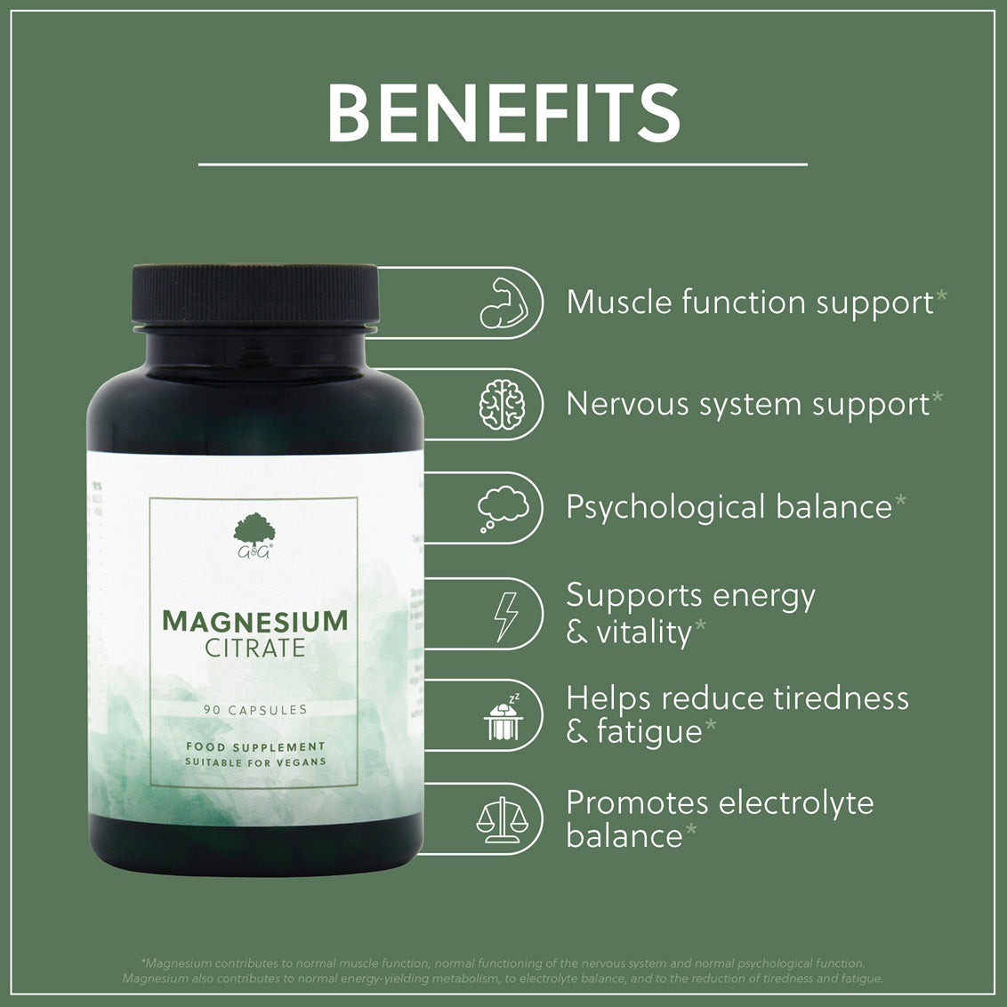 Magnesium Citrate 125mg - 90 Vegan Capsules