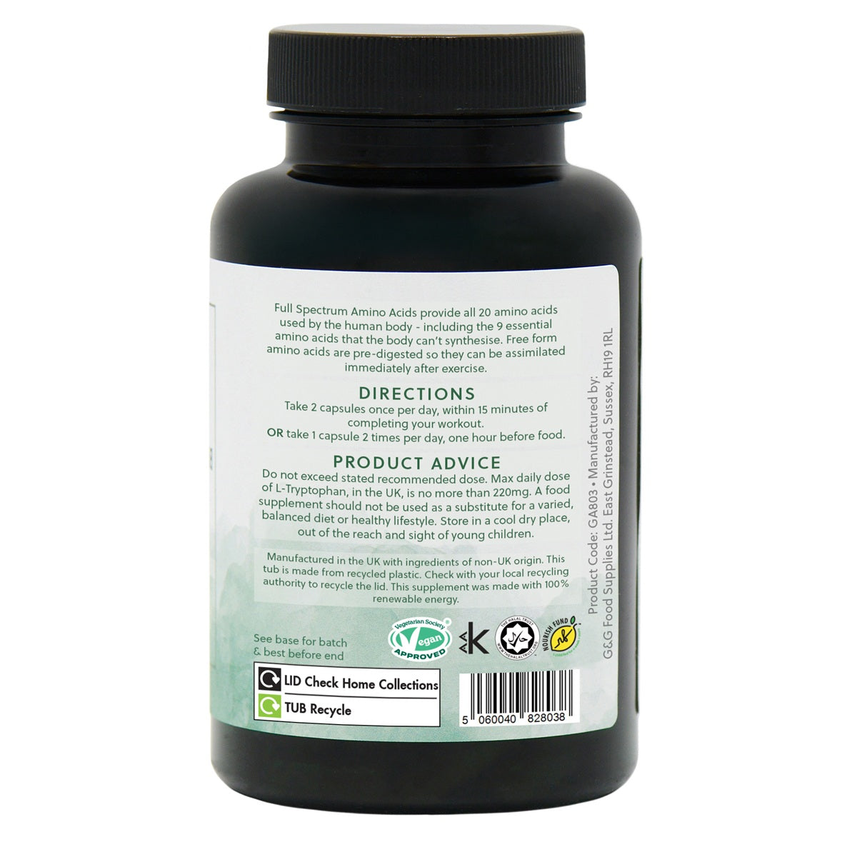 Full Spectrum Amino Acids - 120 Vegan Capsules