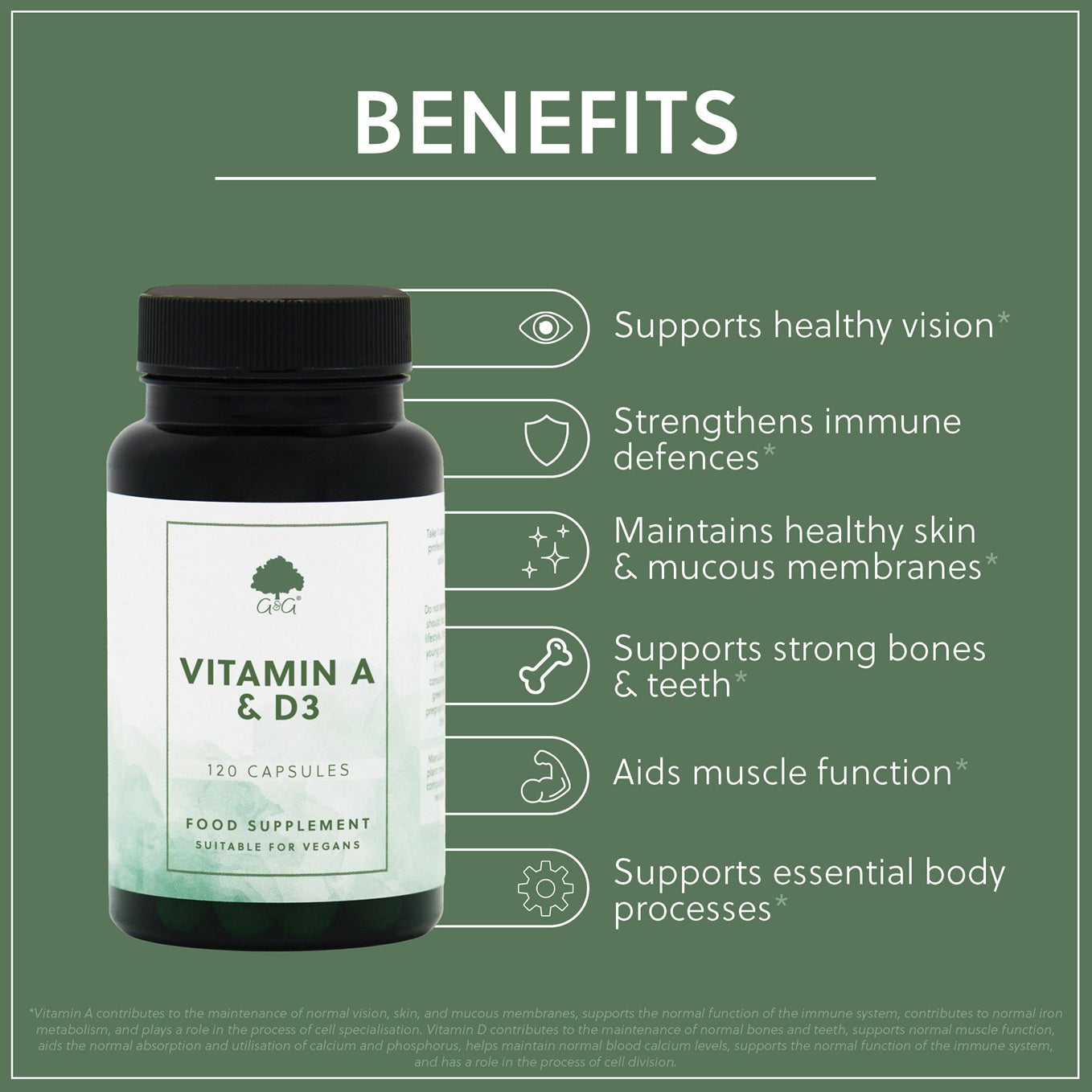 Vitamin A & D3 - 120 Vegan Capsules