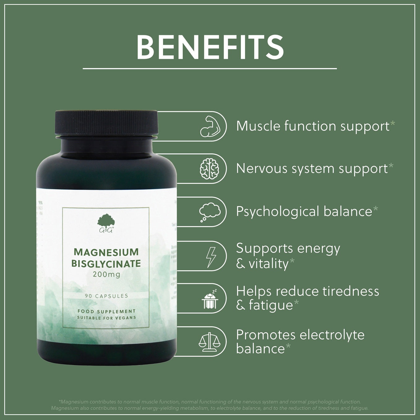 Magnesium Bisglycinate 200mg - 90 Vegan Capsules
