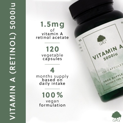 Vitamin A (retinol) 5000iu - 120 Vegan Capsules