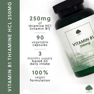 Vitamin B1 Thiamine HCl 250mg - 90 Vegan Capsules