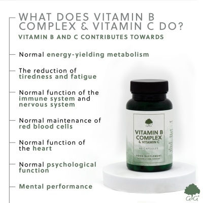 Vitamin B Complex & Vitamin C - 60 Vegan Capsules