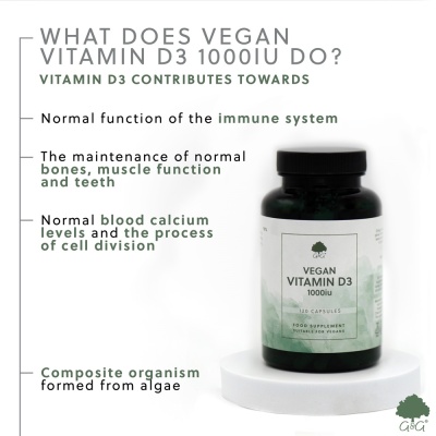 Vitamin D3 1000iu - 120 Vegan Capsules