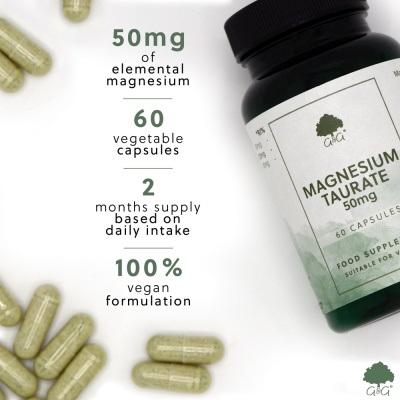 Magnesium Taurate 50mg - 60 Vegan Capsules