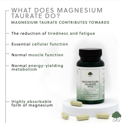 Magnesium Taurate 50mg - 60 Vegan Capsules