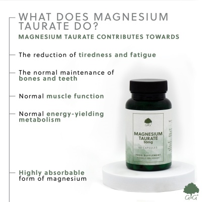 Magnesium Taurate 50mg - 60 Vegan Capsules