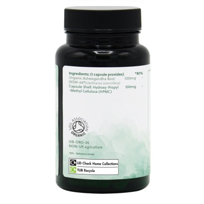 Organic Ashwagandha - 60 Vegan Capsules