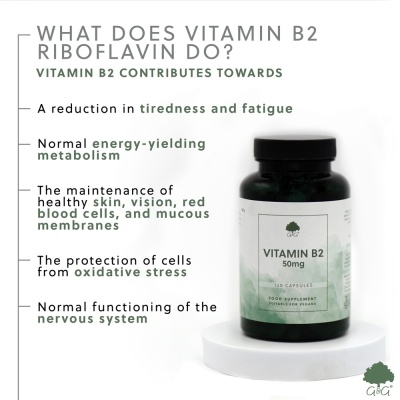 Vitamin B2 Riboflavin 50mg - 120 Vegan Capsules