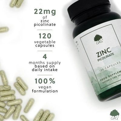 Zinc Picolinate 22mg - 120 Vegan Capsules