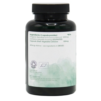 Organic Spirulina 500mg - 120 Vegan Capsules